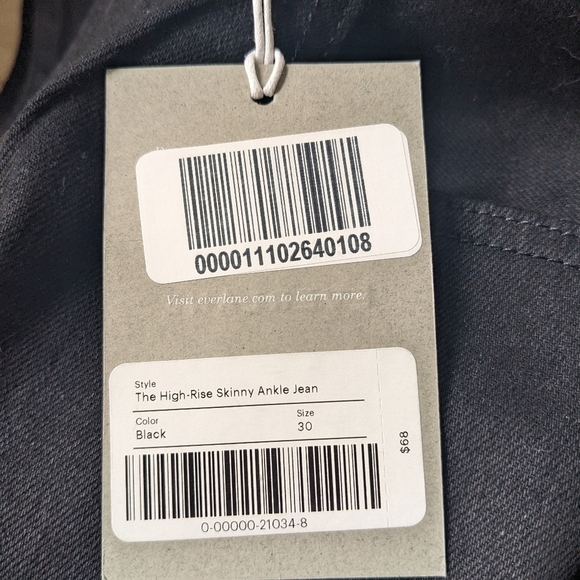 EVERLANE The High Rise Skinny Ankle Jean in Black NEW 30 - Picture 4 of 7